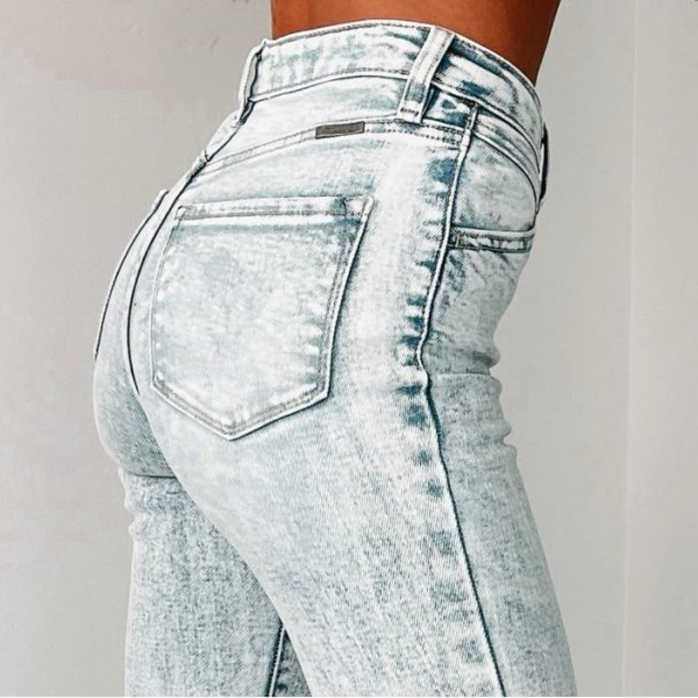 KanCan High-Rise Acid Wash Flare Jeans - White & Gray - Picture 9 of 12